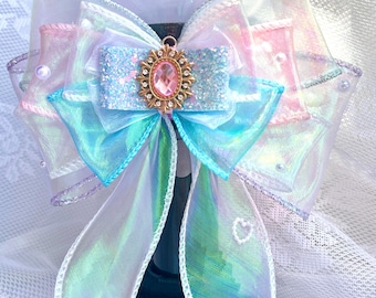 Handmade Light Stick Ribbon Bow, K-Pop Concert Accessory, Iridescent Bow, Seventeen LightStick Decoration