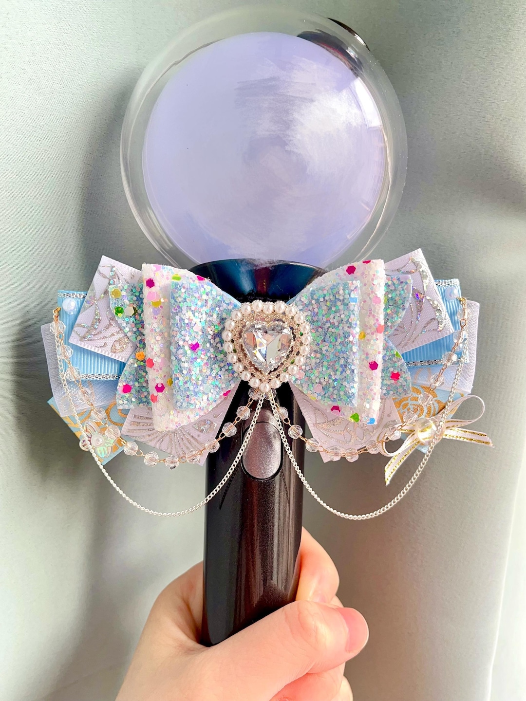 Concert Hand Ribbon Handmade Light Stick Ribbon Bow, Blue, Glitter, Iridescent, Itabag ...
