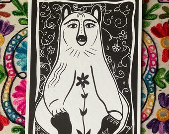 BÄR - Kunstdruck Natur Bär Illustration Tier Totem heilig Kinderzimmer Poster schwarz weiß