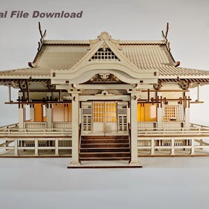 DIY lasergesneden traditioneel Japans heiligdommodel, alleen digitale download, 3D-puzzelarchitectuurkit, lasergesneden bestand, Svg-Dxf-AI, huisornament