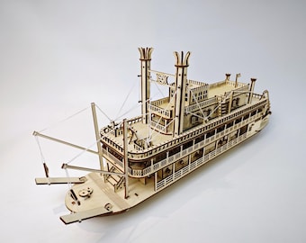 Laser Cut Steamboat Model Kit: Vintage Ship, DIY SVG DXF Ai Files (Digital Download)