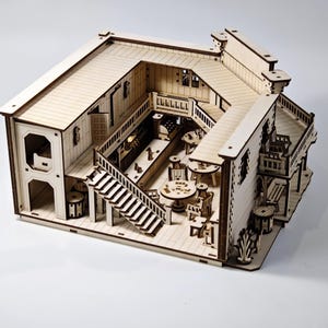 DIY Wild West Saloon| Laser‑Cut Model Kit|2‑Story Saloon with Interior Furniture|SvG/DxF/AI/PDF Files