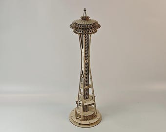 Fichier de découpe laser 3D Space Needle : tour de contreplaqué bricolage (téléchargement numérique)
