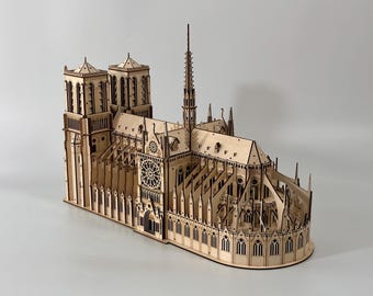 Découpe laser Notre-Dame de Paris | Maquettes de cathédrale en bois | Téléchargement numérique