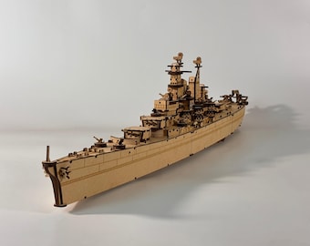 Maquette de cuirassé découpée au laser, kit de navire de guerre en bois (téléchargement numérique)