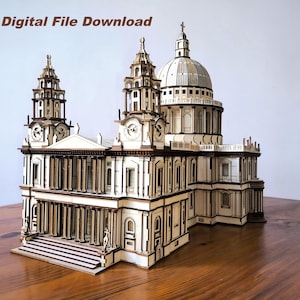 Lasergesneden multiplexmodel - St. Paul's Cathedral, lasergesneden model, kit, lasersnijder, kerk, is een DIGITALE DOWNLOAD