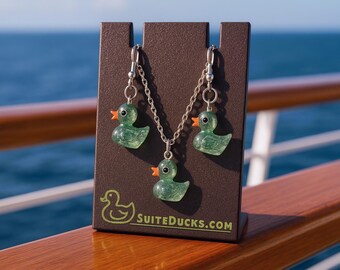 Earring/Necklace Set Resin Rubber Duckie | Cute Colorful Duckie Jewelry | Gifts for Cruisers, Teachers, Baby Showers