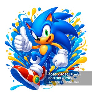 4 PNG Sonic Hedgehog Cartoon Digital Design Art | Vibrant Colors Png Sublimation Design | 300 DPI High Resolution Instant Digital Download