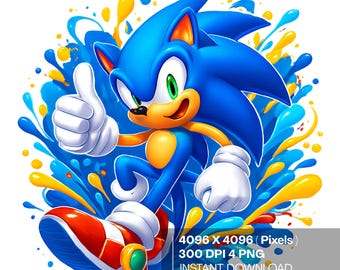4 PNG Sonic Hedgehog Cartoon Digital Design Art | Vibrant Colors Png Sublimation Design | 300 DPI High Resolution Instant Digital Download
