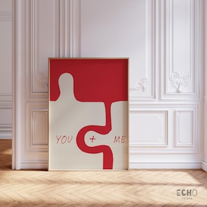 Romantische Du und Ich Abstrakte Wand Kunst - Minimalistische Liebe Digitaldruck, Modernes Paar Poster, Perfekt für Schlafzimmer oder als Geschenk zum Jahrestag