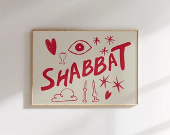 Shabbat Wall Art Print, Jewish Home Decor, Shabbat Candles Poster, Modern Judaica, Jewish Blessing Art – Perfect for Kitchen or Living Room
