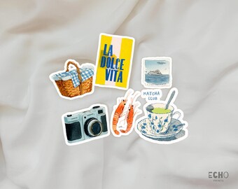 Paquete de pegatinas digitales La Dolce / 20 pegatinas de alta calidad / PNG SVG PDF / Planificador / Álbum de recortes / Pegatinas precortadas para iPad / Pegatina imprimible