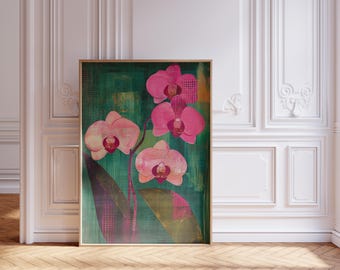 Pink Orchid Digital Print - Elegant Floral Wall Art for Home, Bedroom, or Living Room Decor
