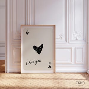 Impresión digital de tarjeta de amor personalizable: iniciales y colores personalizados: arte de pared romántico, regalo de San Valentín, decoración de dormitorio