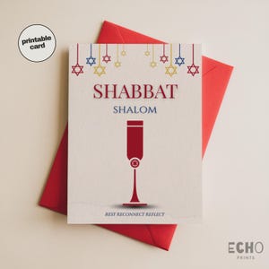 Shabbat-cadeaubon: afdrukbare joodse wenskaart 5 x 7 inch | Shalom-cadeaubon | Digitale download Judaïca | Minimale sjabbatkaart