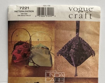 Vintage Vogue 7222 sewing pattern for Boho, Victorian, Party Style decorative small purse.