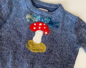 Size 12 month Felted Mushroom upcycled sweater