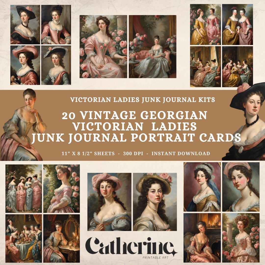 Vintage Georgian Victorian Ladies Junk Journal Kit Printable Portrait ...