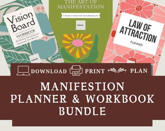 Manifestation Bundle: Gesetz der Anziehungskraft Planer, Vision Board Workbook, Manifestation Ratgeber | Ziele, Vision Board, Affirmationen PDF
