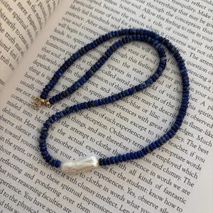 Lapis and freshwater pearl necklace
