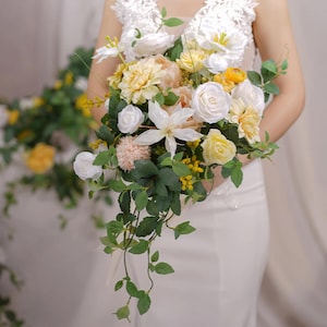 Yellow & White Radiance Hand Bouquet – Brighten Your Special Moments , and Floral Décor, wedding gift, gift for her, Newlywed Gift