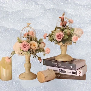 Arranjo de Gaiola Floral – Decoração para Casamento e Festa | Buquê Personalizado com Cartão de Saudações, flores para casamento, presente para ela, decoração para casa