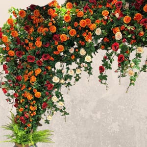 Vigne de rose enchantée - Simulation de fleur d'extérieur avec sac-cadeau et carte de voeux, accessoires de mariage, décoration murale, guirlande de fleurs