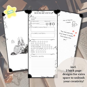 Printable Book Review Bookmark, Reading Notepad, Book Lover Gift, Reader Stationery, Bookish, Book Club Gifts, Bookmark, Digital Download