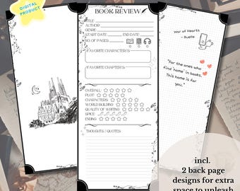 Printable Book Review Bookmark, Reading Notepad, Book Lover Gift, Reader Stationery, Bookish, Book Club Gifts, Bookmark, Digital Download
