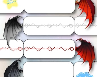 Dragon Wings Printable Bookmark, Digital Download Craft Sheets PDF, DIY Craft, Print and Cut Bookmark Set, Reading Accessories