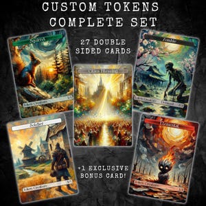 Complete Set - 27 Double Sided Oil Paint Tokens for Magic the Gathering (custom full art)