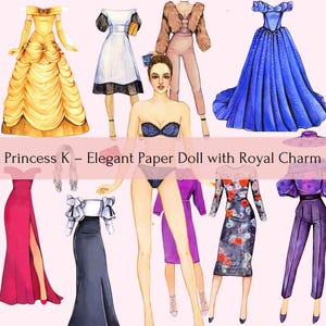 Printable Fashion Paper Doll Set with Stylish Outfits – DIY Craft Kit for Kids and Scrapbooking