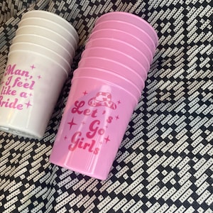 Western cowboy theme bachelorette cup let’s go girls stadium cups cowgirl last rodeo brides maid gift bachelorette party favor