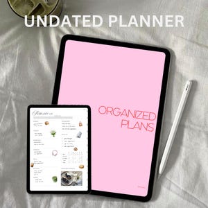 Planner digitale non datato, pianificatore del tempo libero, con collegamenti ipertestuali, obiettivi, benessere, agenda, pianificazione, tracker