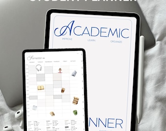 Academic Planner, Monthly Weekly Semester, College School Journal (Digital)