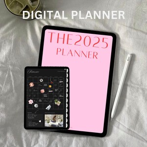 2025 planner, digital planners, dark planner, journal, weekly, daily, monthly, simple, hyperlinked, planning, journaling, agenda, planner