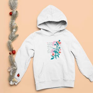 Floral Hoodie for Women, Trendy Botanical Graphic Hoodie, Oversize Casual Wear, Flower Hoodie, Casual Hoodie Apparel, Valentine&#39;s Day Gift