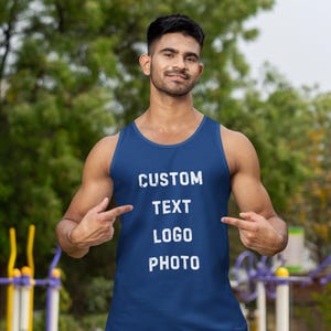 Benutzerdefinierter Text Tank Top für Männer, Frauen, personalisiertes Tank Top, individuelles Design, Vorderseite Rückendruck, Unisex benutzerdefinierte Tank Tops, Business Logo Shirt