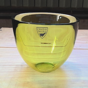Orrefors Green Glass Bowl made in Sweden