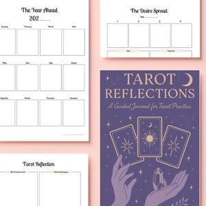 Journal des tarots avec la signification des cartes | Cahier d'exercices imprimable de lecture de tarot | Guide spirituel | Thème astral et suivi de l'humeur | Téléchargement PDF