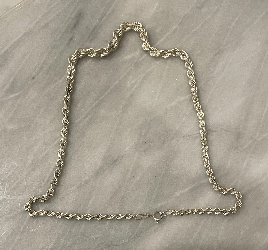 Graduated Rope Chain Ka925vintage Sterling Silver Rope Chain Necklace, 47cm Graduated Design ...