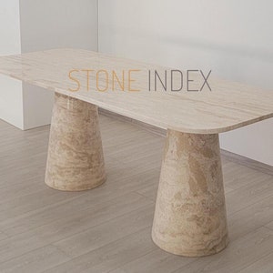 Design Geometric Travertine Dining Table - 100% Natural Stone - Handmade with Love - MS1