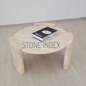 Minimalistic & Elegant Travertine Coffee Table - 100% Natural Stone - Handmade with Love - OS3