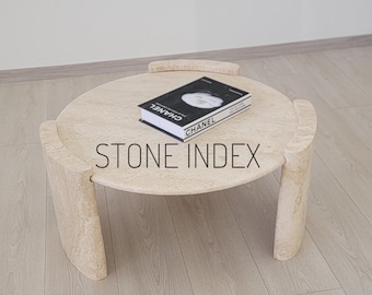 Minimalistic & Elegant Travertine Coffee Table - 100% Natural Stone - Handmade with Love - OS3