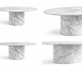 Mesa de comedor redonda de mármol Sublime: base escultural, mobiliario de lujo moderno.