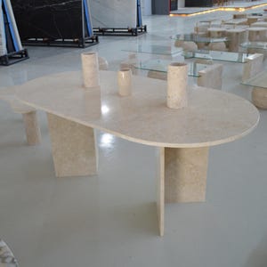 Design Travertine Dining Table - 100% Natural Stone - Handmade with Love - MS5