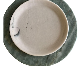 Natural Marble Round Dish: Minimalist Serving Plate, Modern Home Decor Tray (23 cm)