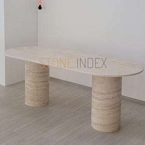 Geometric Travertine Dining Table - 100% Natural Stone - Handmade with Love - MS3
