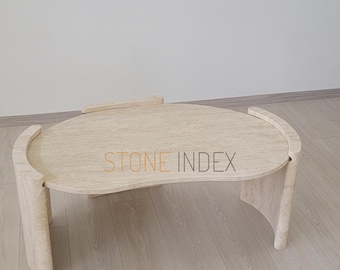 Travertine Coffee Table - Modern Design - 100% Natural Stone - Handmade with Love - OS4