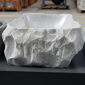 Raw Edge Handcrafted Marble Basin – Unique Modern Bathroom Sink - 100% Natural Stone - Handmade with Love -  AF-G